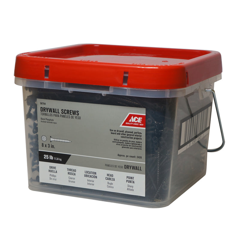 Ace No. 8 X 3 in. L Phillips Coarse Drywall Screws 25 lb 2200 pk