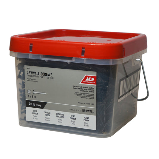 Ace No. 8 X 3 in. L Phillips Coarse Drywall Screws 25 lb 2200 pk