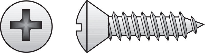 HILLMAN No. 8 Ga. X 1/2 in. L Phillips Oval Head Sheet Metal Screws 100 pk