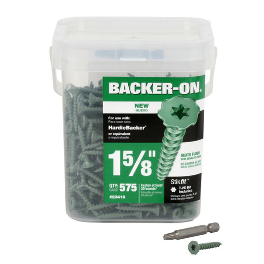 Backer-On No. 9 in. X 1-5/8 in. L Phillips Flat Head High/Low Cement Board Screws