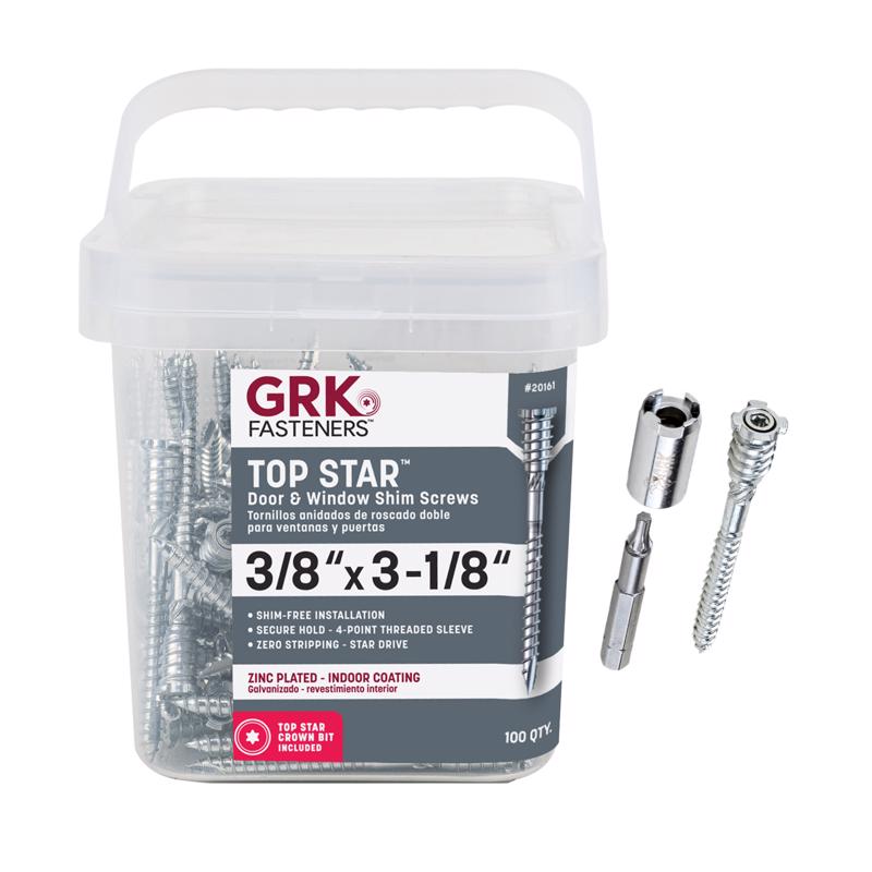 GRK Fasteners No. 14 X 3-1/8 in. L Star Zinc-Plated W-Cut Shim Screws 100 pk