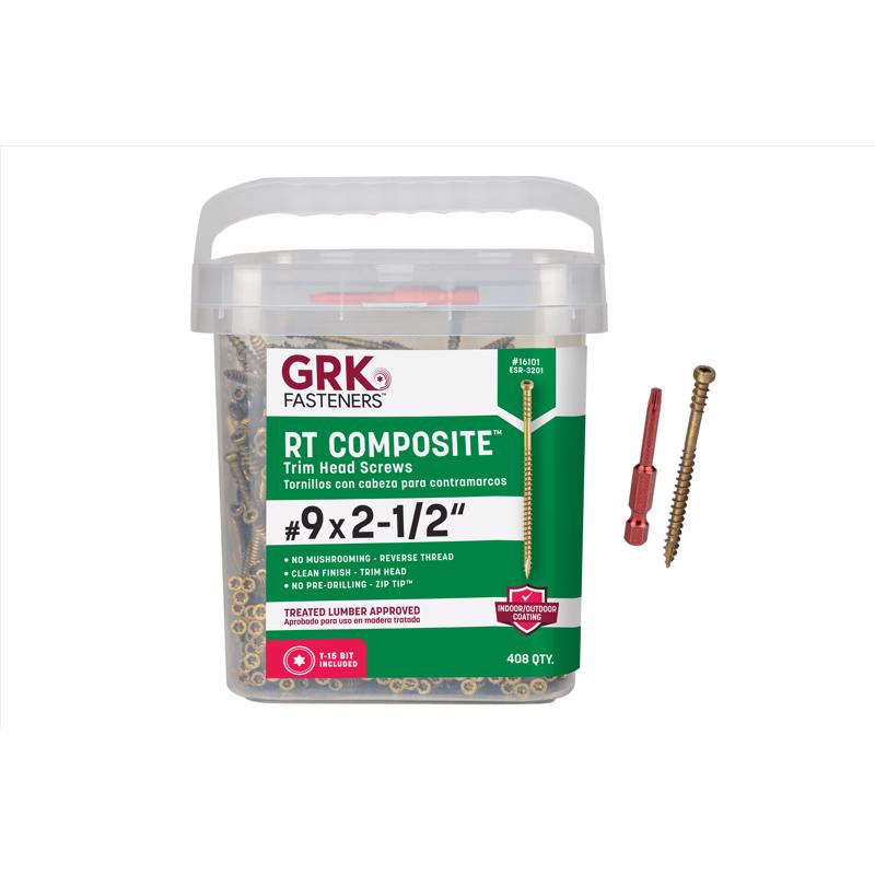 GRK Fasteners No. 9 X 2-1/2 in. L Star Coated Reverse Screws 408 pk