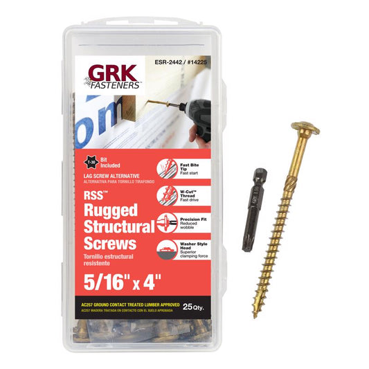 GRK Fasteners No. 20 in. X 4 in. L Star Washer Head W-Cut Structural Screws