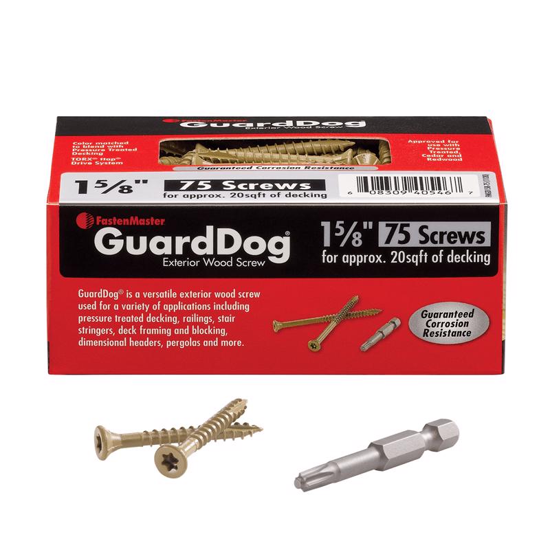 FastenMaster GuardDog No. 10 X 1-5/8 in. L Gold Phillips/Square Bugle Head Deck Screws 75 pk