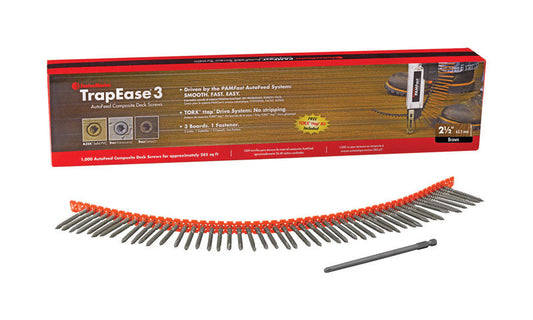 FastenMaster TrapEase No. 20 X 2-1/2 in. L Gray Torx Ttap Star Head Collated Deck Screws 1000 pk