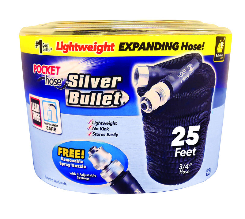 Pocket Hose Silver Bullet 3/4 in. D X 25 ft. L Light Duty Expandable Lightweight Garden Hose