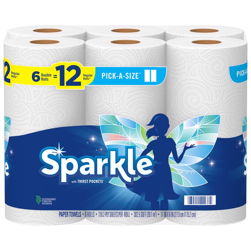 Sparkle Pick-A-Size Paper Towels 110 sheet 2 ply 6 pk