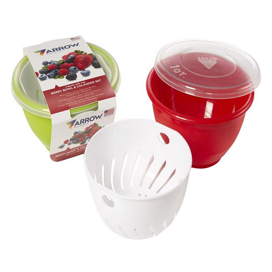 Arrow Home Products Assorted Plastic Berry Bowl and Colander Set 3 pc