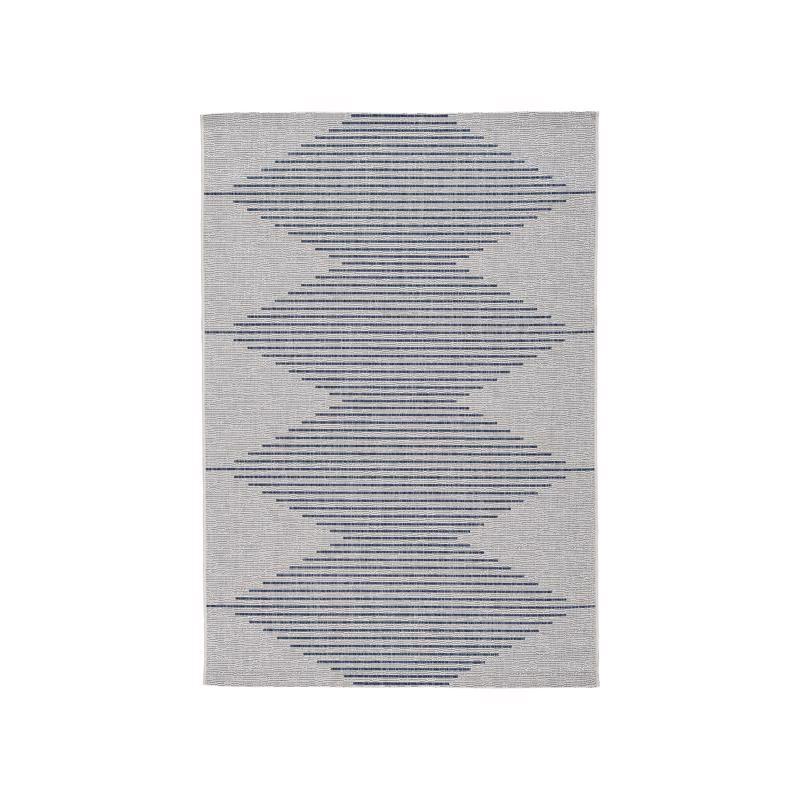 Signature Design by Ashley 94 in. W X 122 in. L Blue/White Geometric Polypropylene Area Rug