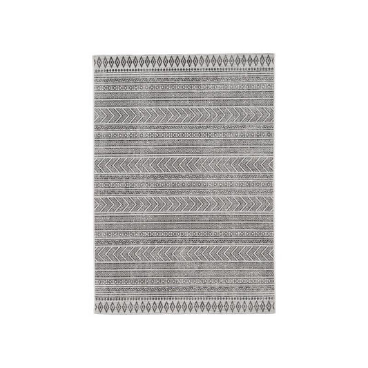 Signature Design by Ashley 94 in. W X 122 in. L Black/White Geometric Polypropylene Area Rug