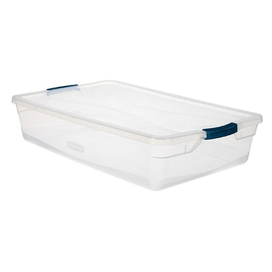 Rubbermaid Cleverstore 41 qt Blue/Clear Storage Tote 6.125 in. H X 17.75 in. W X 29 in. D Stackable