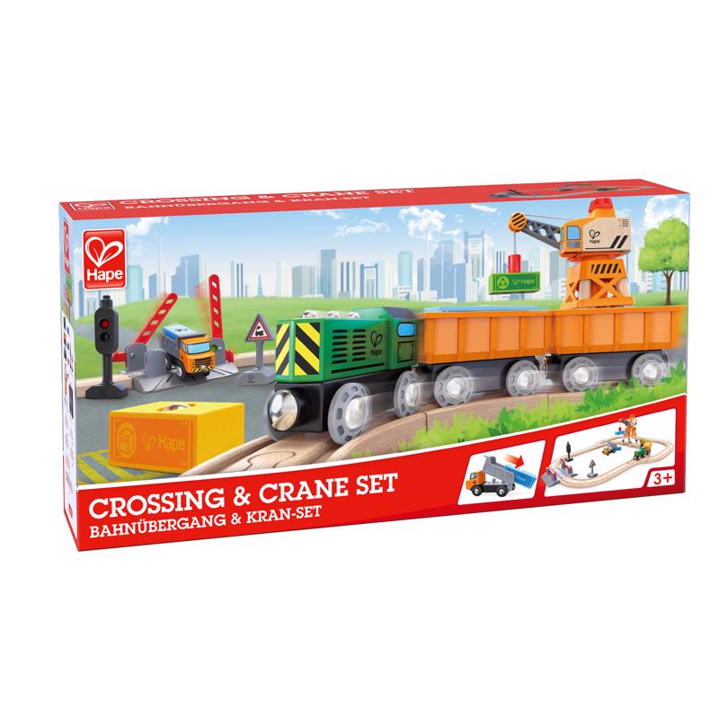 Hape Crossing And Crane Set Multicolored 34 pc