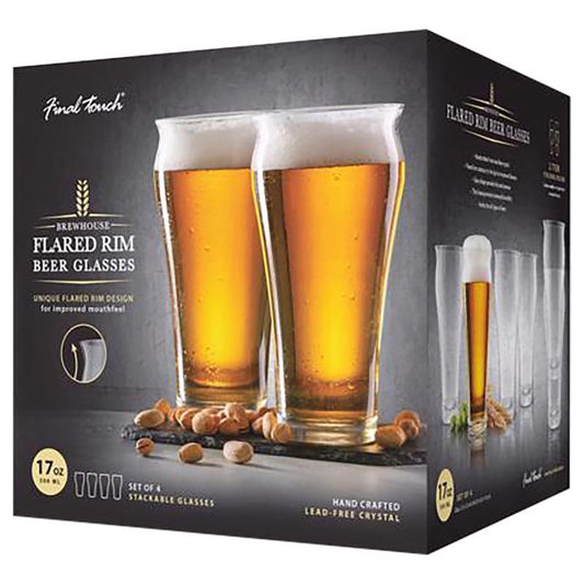 Final Touch 17 oz Clear Crystal Brewhouse Beer Glass Gift Set