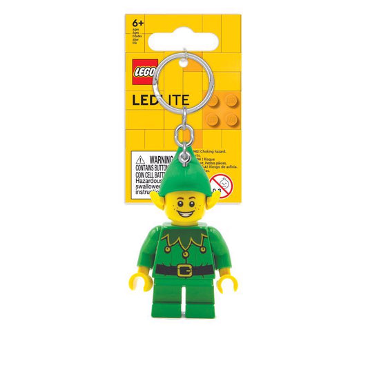 LEGO Minifigures Plastic Green/Yellow Elf Keychain w/LED Light