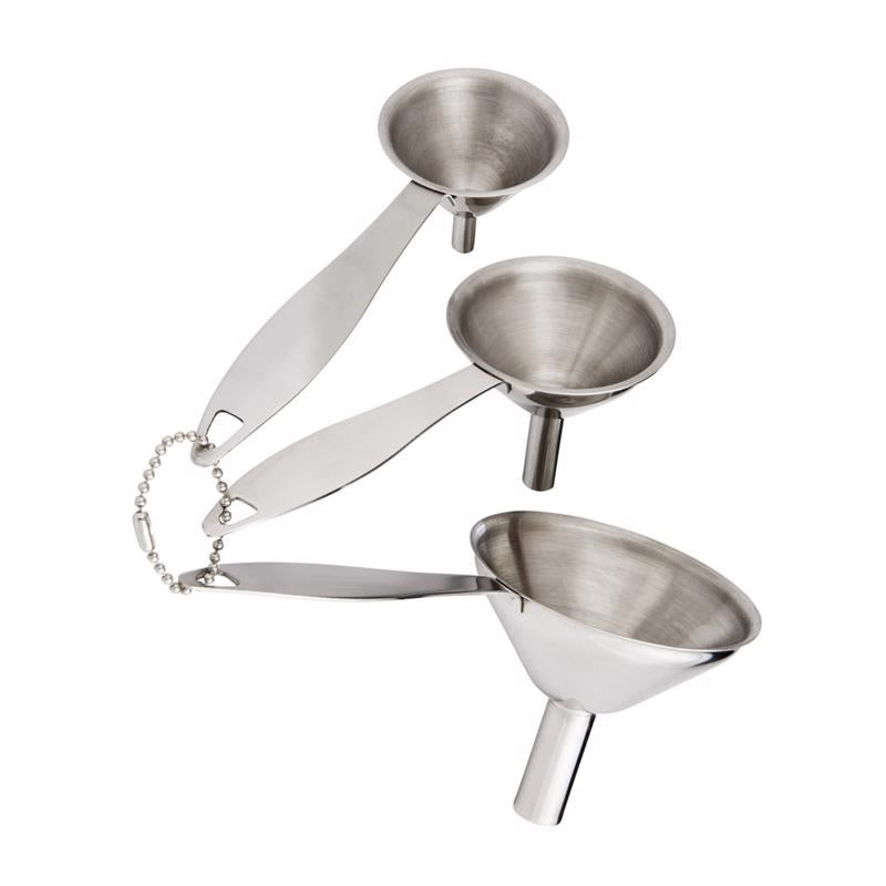 HIC Kitchen Silver Stainless Steel Funnels with Handle