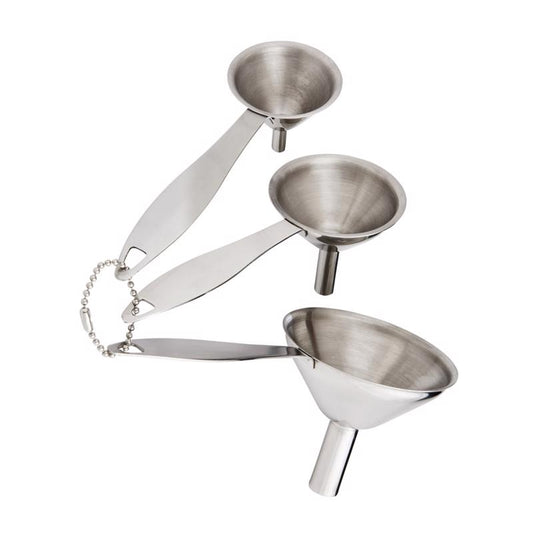 HIC Kitchen Silver Stainless Steel Funnels with Handle