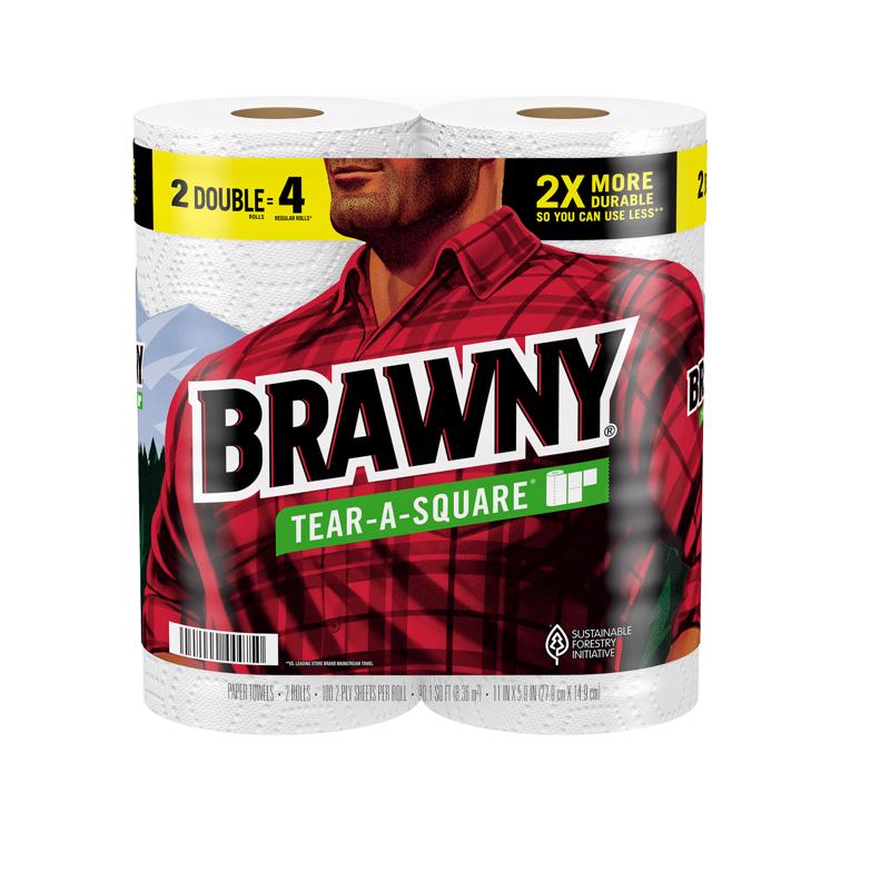 Brawny Tear-A-Square Paper Towels 100 sheet 2 ply 2 pk