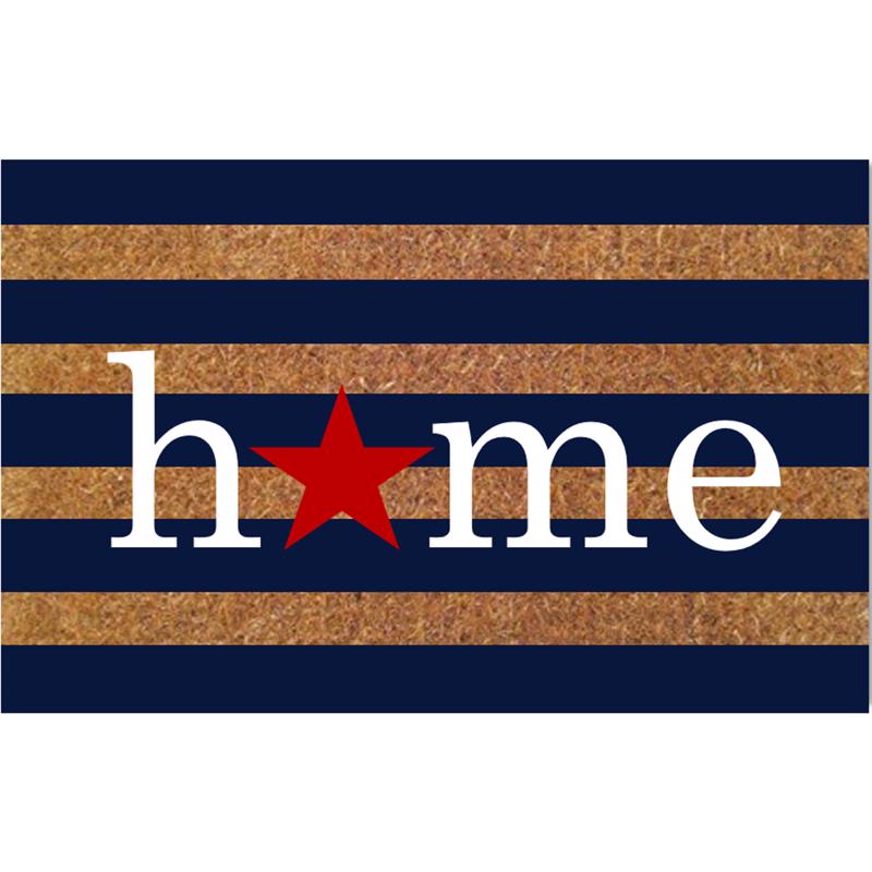 Rockport Premium Americana 18 in. W X 28 in. L Multi-Color Home with Red Star Coir Door Mat