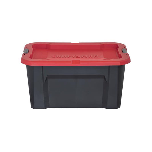 Craftsman 30 gal Black/Red Storage Tote w/Latching Lid 16.09 in. H X 21.92 in. W X 32.42 in. D Stack