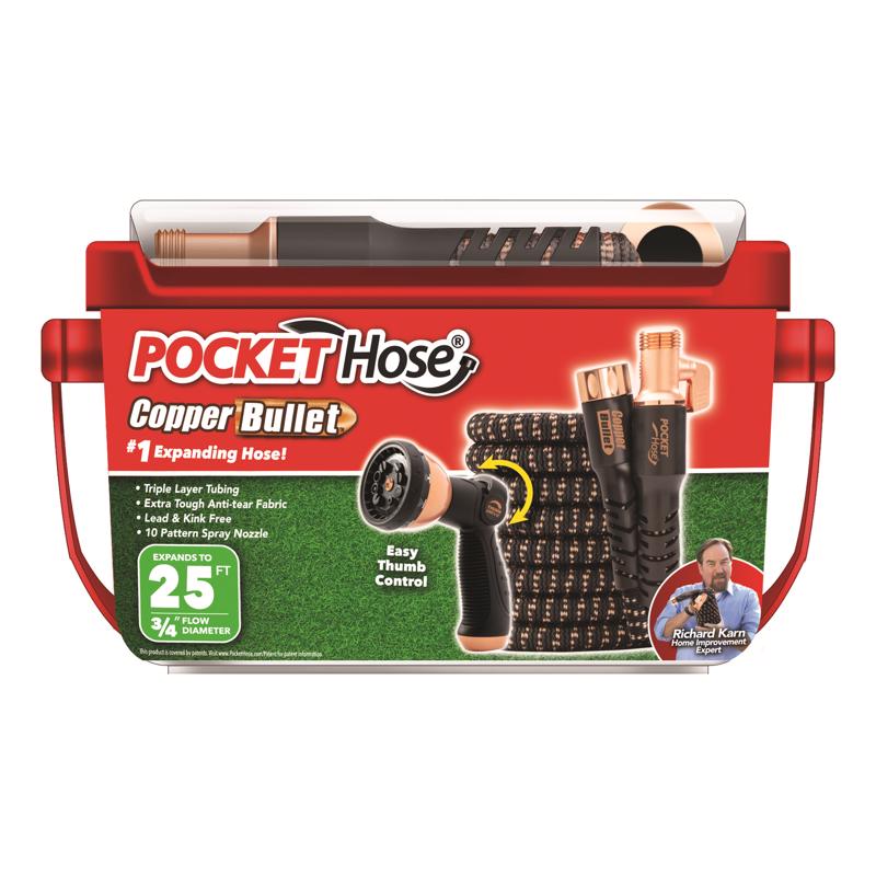 Pocket Hose Copper Bullet 3/4 in. D X 25 ft. L Medium Duty Expandable Flexible Garden Hose