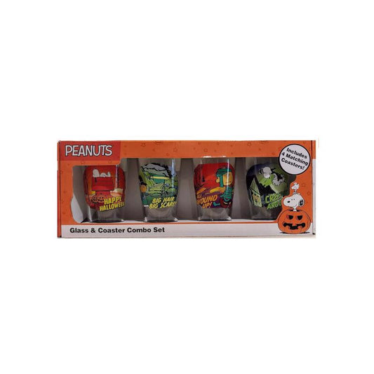 NMR Peanuts Halloween Glass and Coaster Set 16 oz 8 pc