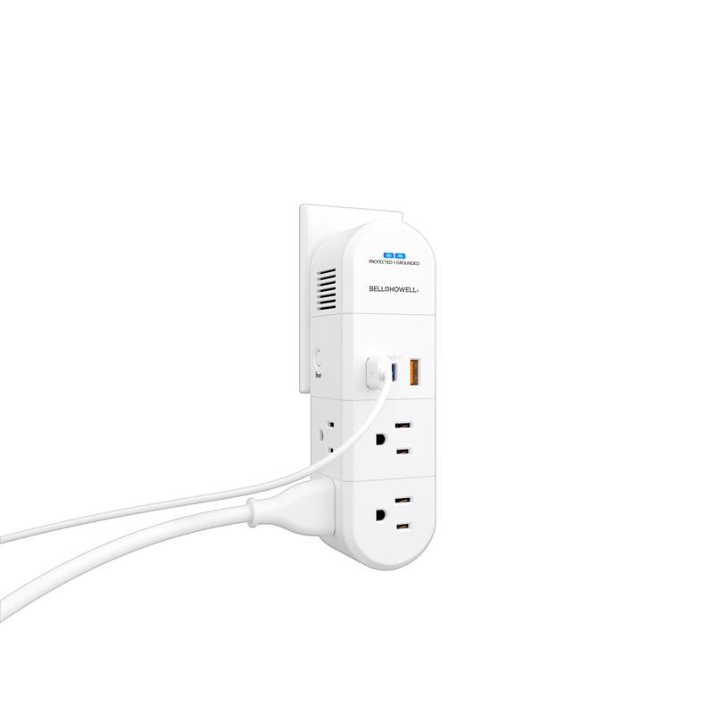 Bell & Howell Swivel Power Residential Plastic Grounding Outlet Multiplier Non-NEMA