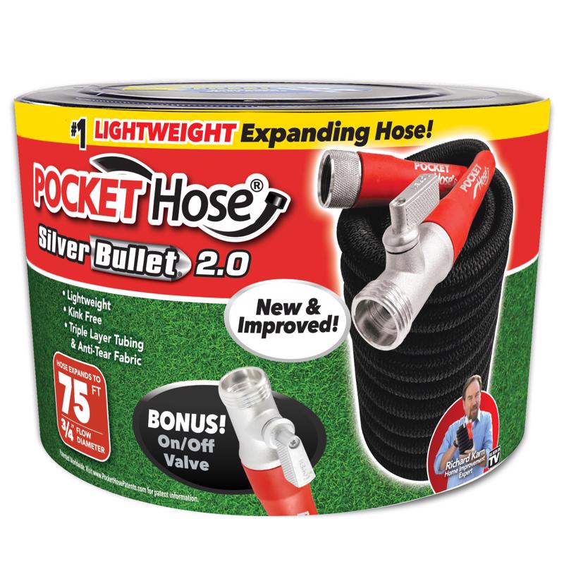 Pocket Hose Silver Bullet 2.0 3/4 in. D X 75 ft. L Medium Duty Expandable Flexible Garden Hose