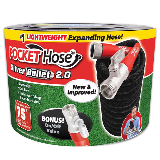 Pocket Hose Silver Bullet 2.0 3/4 in. D X 75 ft. L Medium Duty Expandable Flexible Garden Hose