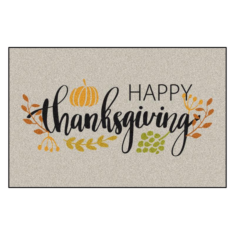 Fanmats 30 in. W X 20 in. L Multi-Color Happy Thanksgiving Nylon Door Mat