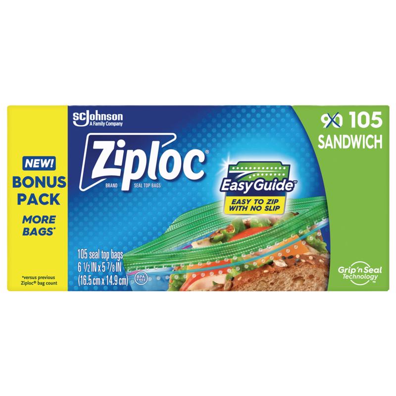 Ziploc Grip 'n Seal Technology Clear Sandwich Bag 105 pk