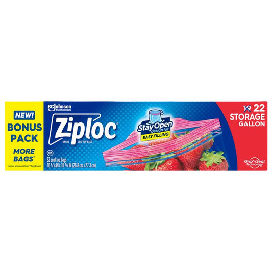 Ziploc Grip 'n Seal Technology 1 gal Clear Zipper Storage Bag 22 pk