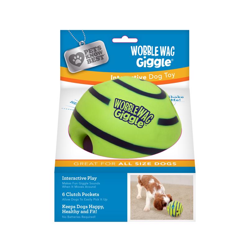 Pets Know Best Wobble Wag Giggle Ball Green Vinyl Ball Dog Toy 1 pk