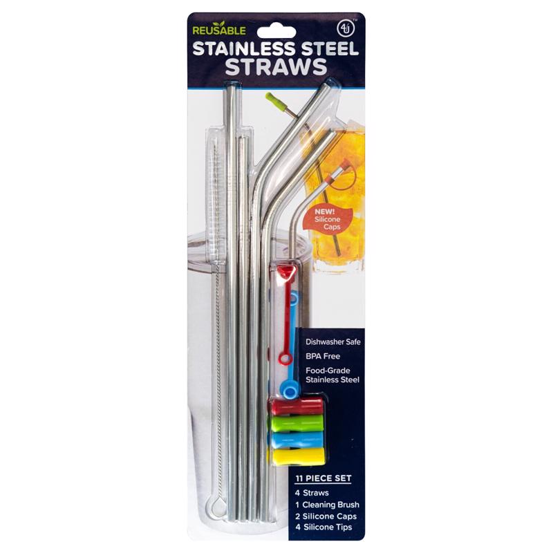 4th Utensil Silver Stainless Steel Drinking Straws