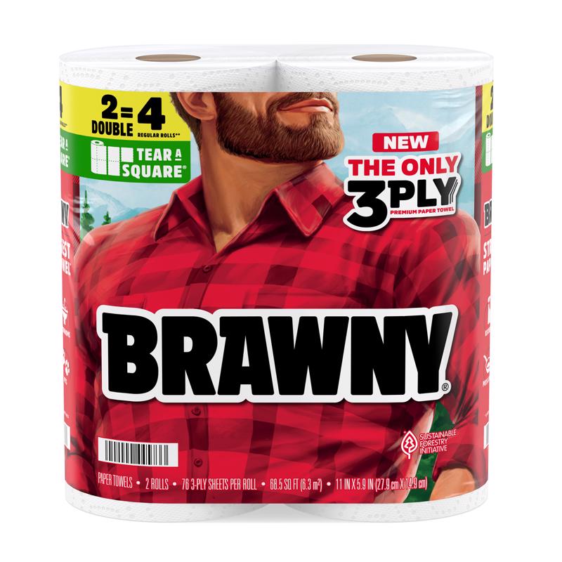 Brawny Tear-A-Square Paper Towels 76 sheet 3 ply 2 pk