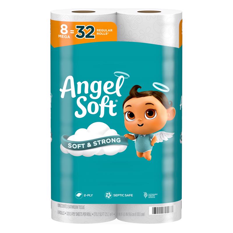 Angel Soft Toilet Paper 8 Rolls 320 sheet 4 in.