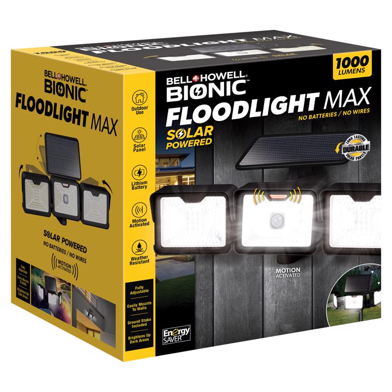Bell & Howell Bionic Motion-Sensing Solar Powered LED Black Security Floodlight