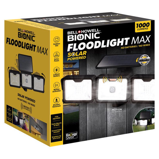 Bell & Howell Bionic Motion-Sensing Solar Powered LED Black Security Floodlight