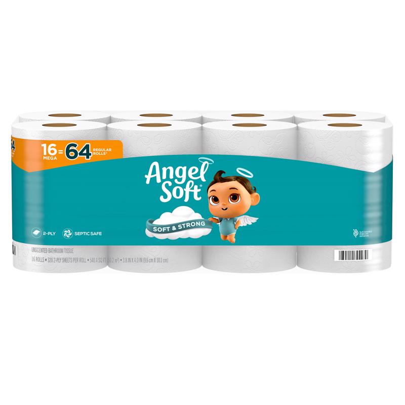 Angel Soft Toilet Paper 16 Rolls 320 sheet