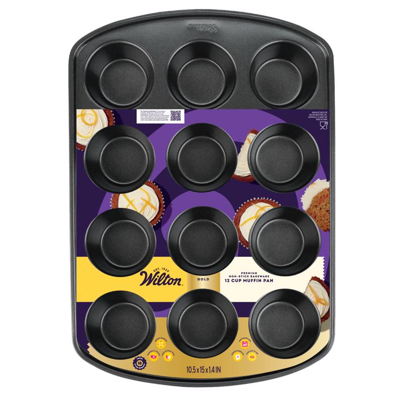 Wilton Gold 15 in. W X 11 in. L Muffin Pan Black 1 pc