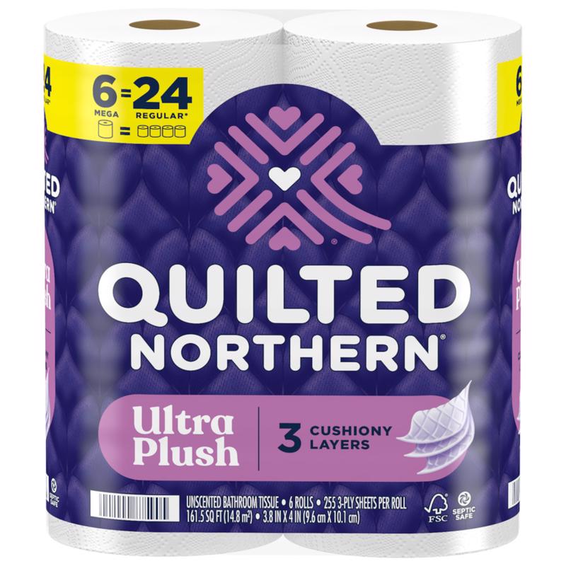 Quilted Northern Ultra Plush Toilet Paper 6 Rolls 255 sheet 1020 in.