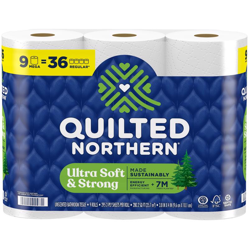 Quilted Northern Toilet Paper 9 Rolls 295 sheet 1180 in.