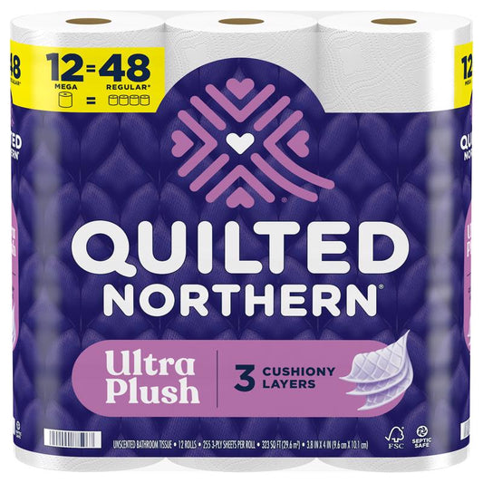 Quilted Northern Ultra Plush Toilet Paper 12 Rolls 255 sheet 1020 in.