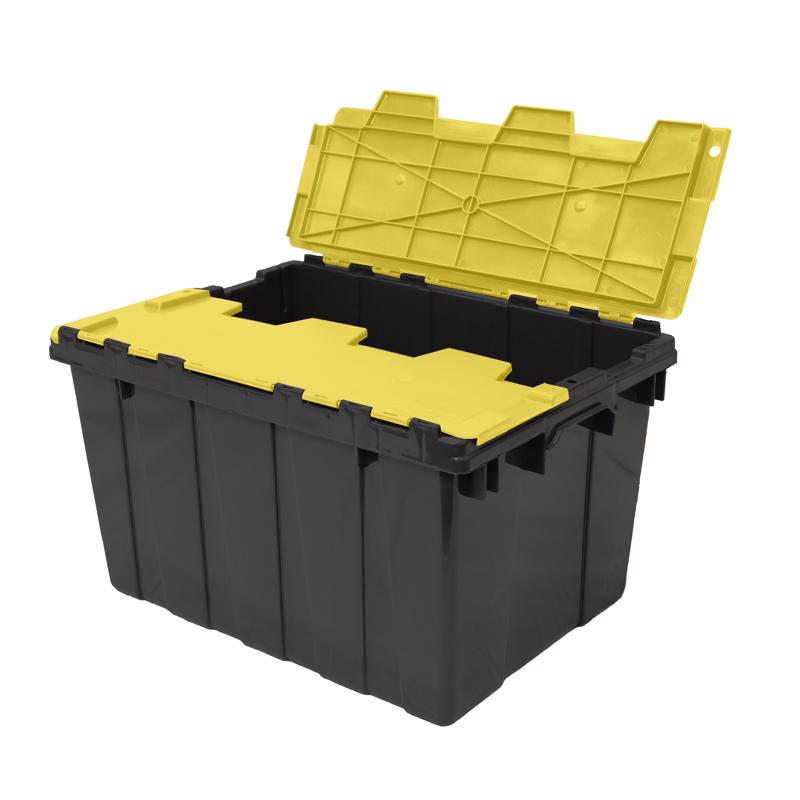 Ramtuff Black/Yellow Hinged-Lid Tote Stackable