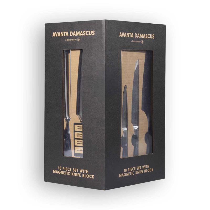 Messermeister Avanta Damascus n/a in. L Steel Block Knife Set 10 pc