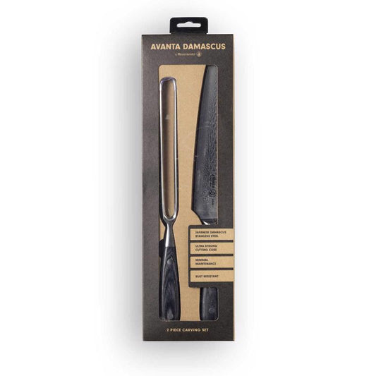 Messermeister Avanta Damascus n/a in. L Steel Carving Carving Set 2 pc