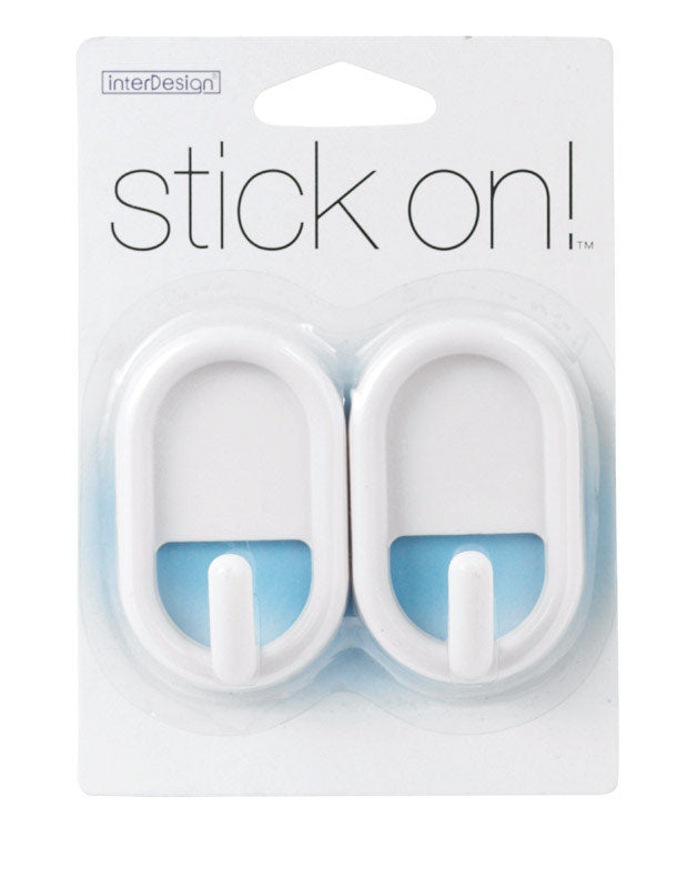 iDesign 3/4 in. L White Plastic Small Stick On Hook 0.2 lb. cap. 2 pk