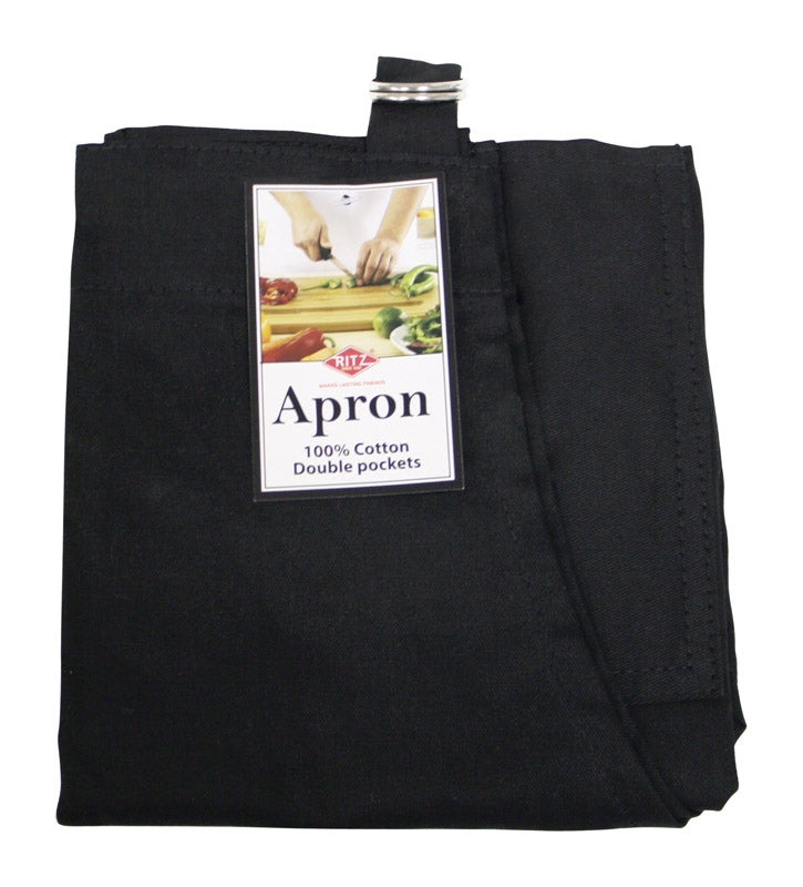 Ritz 2 pocket Black Cotton Solid Apron