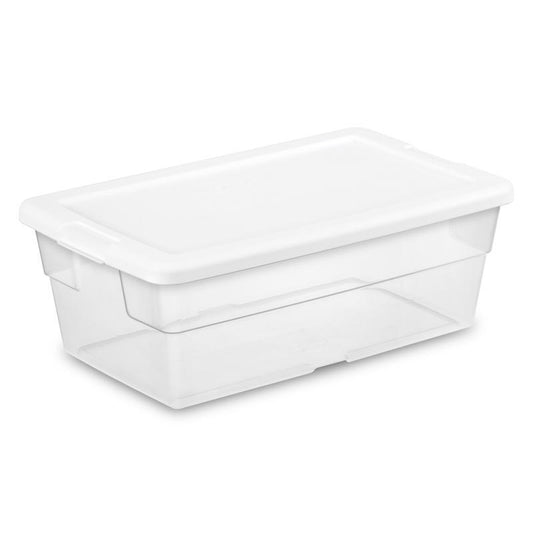 Sterilite 6 qt Clear Storage Box 4.625 in. H X 8.0 in. W X 13.875 in. D Stackable