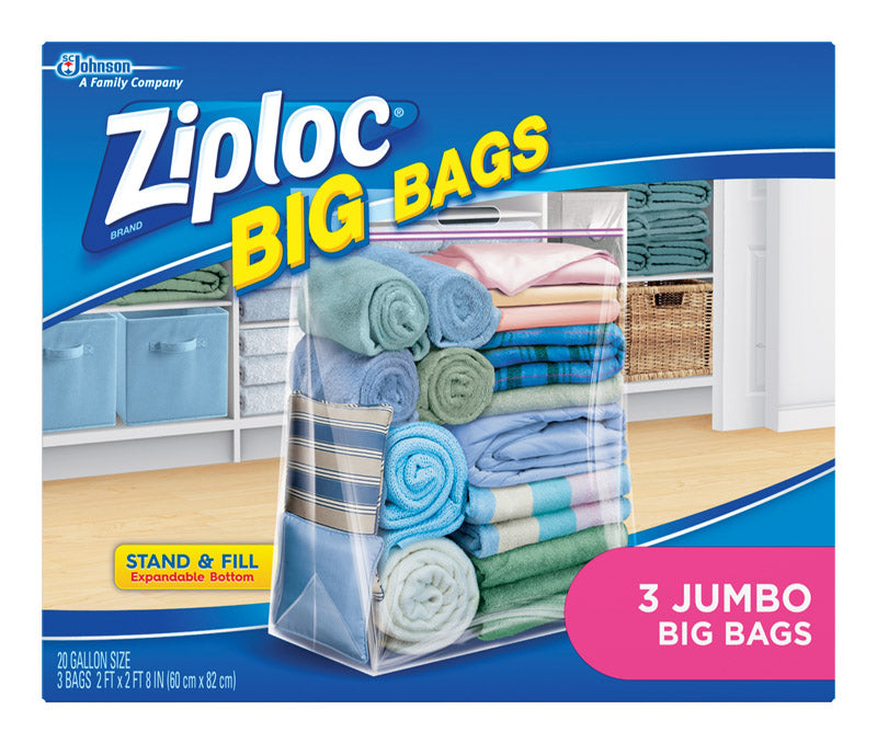 Ziploc Big Bags 20 gal Clear Storage Bag 32.5 in. H X 24 in. W