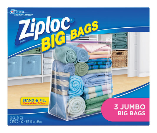 Ziploc Big Bags 20 gal Clear Storage Bag 32.5 in. H X 24 in. W